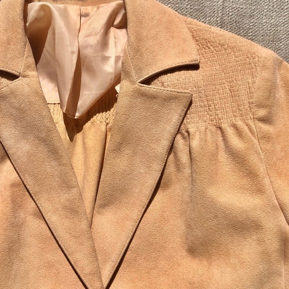 VINTAGE Brodkin Ultrasuede beige jacket camel size medium lightweight - Picture 2 of 7